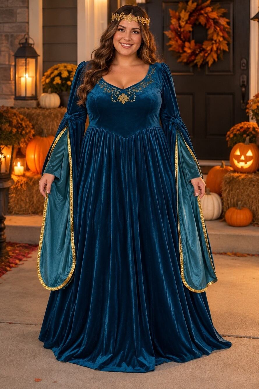 California Costumes Lady Guinevere 3X Teal Velvet Renaissance Medieval Gown